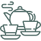 icon for a tea kettle with two cups