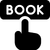 Logo showing a hand clicking on a Book button