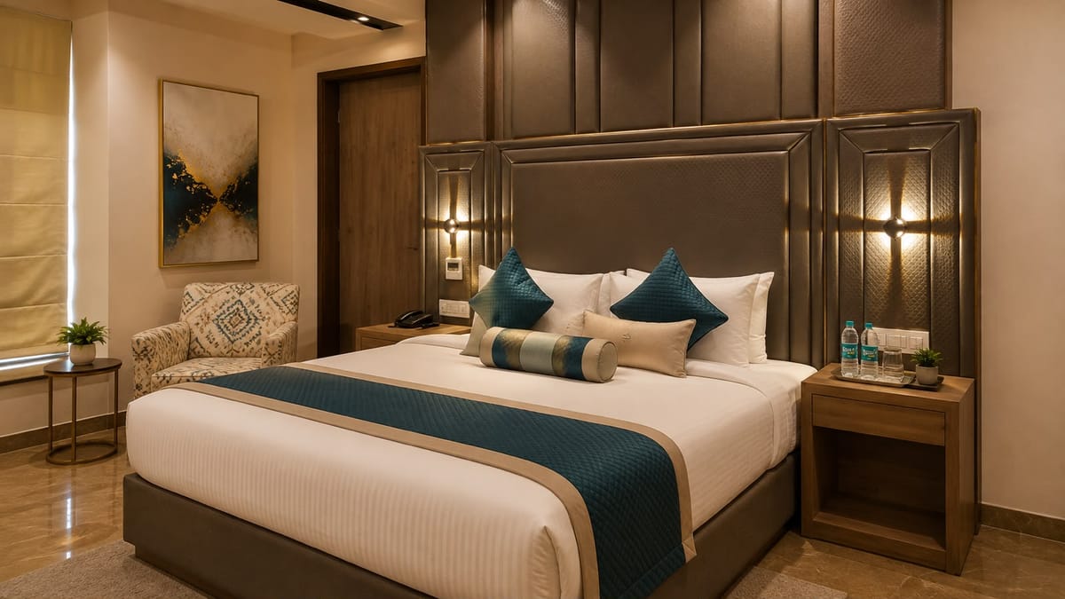 Deluxe room with a king bed at Crestline Shubh Vilas, Jaipur