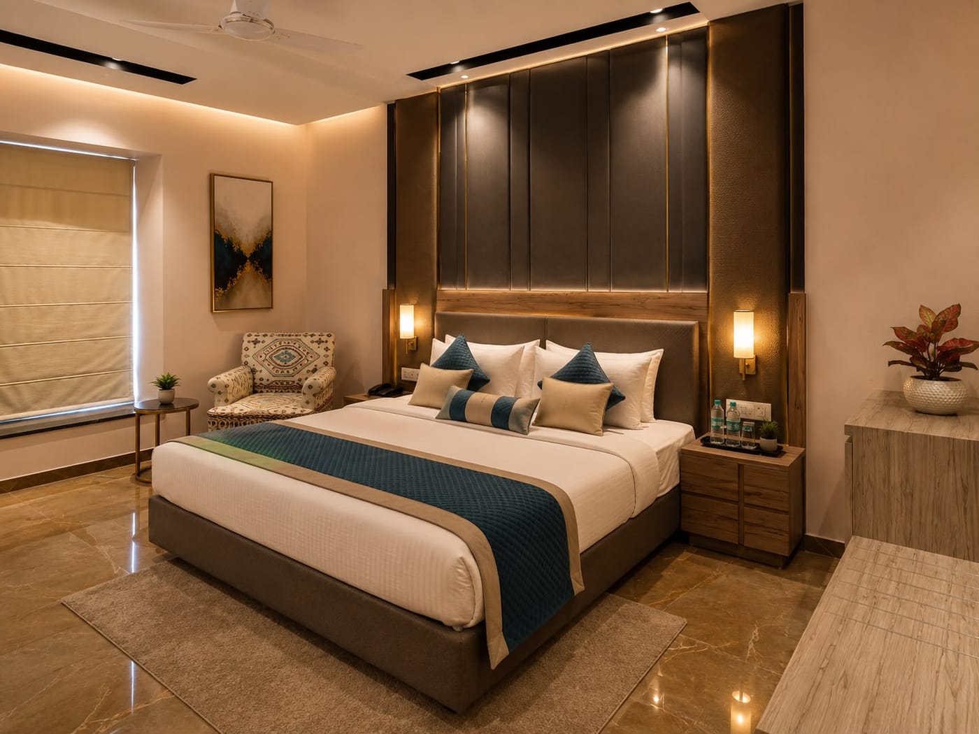 Super Deluxe room with a seating corner at Crestline Shubh Vilas, Jaipur
