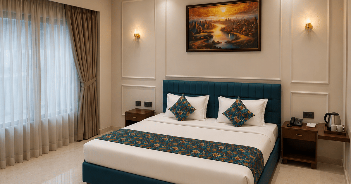 Deluxe room interior at Signum Resort, Bandhavgarh
