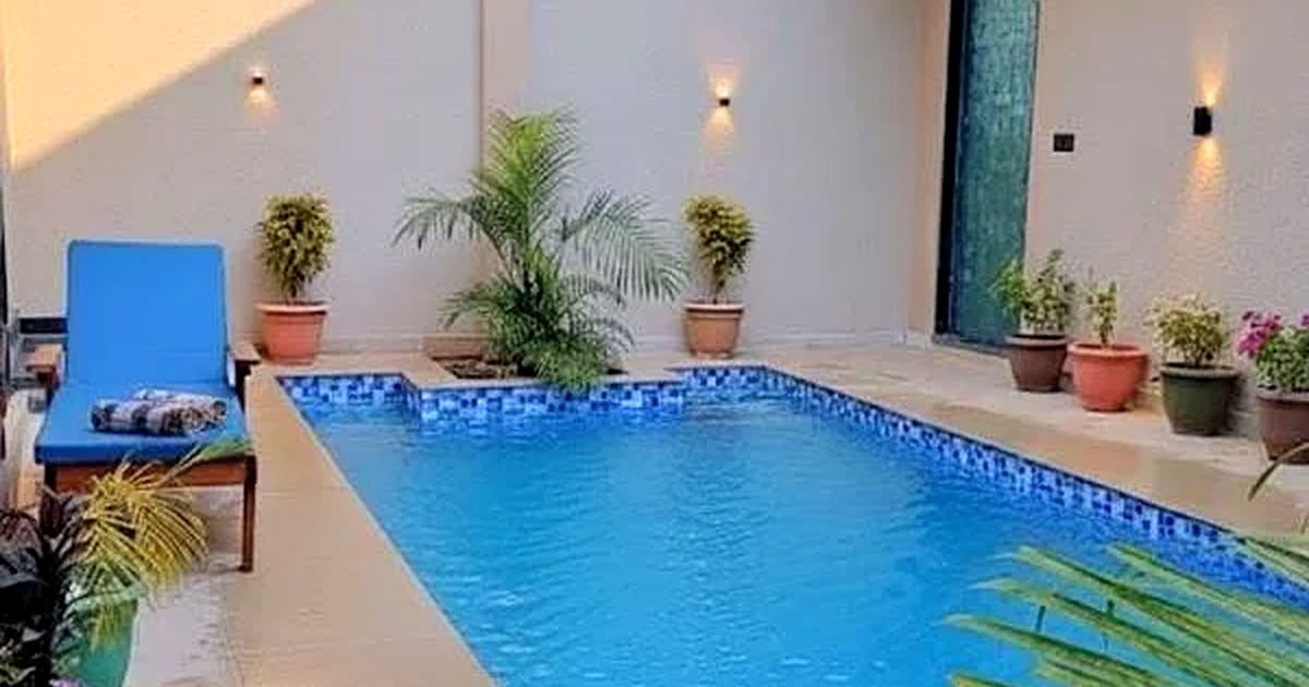 Private pool attached to a deluxe room at Signum Resort, Bandhavgarh