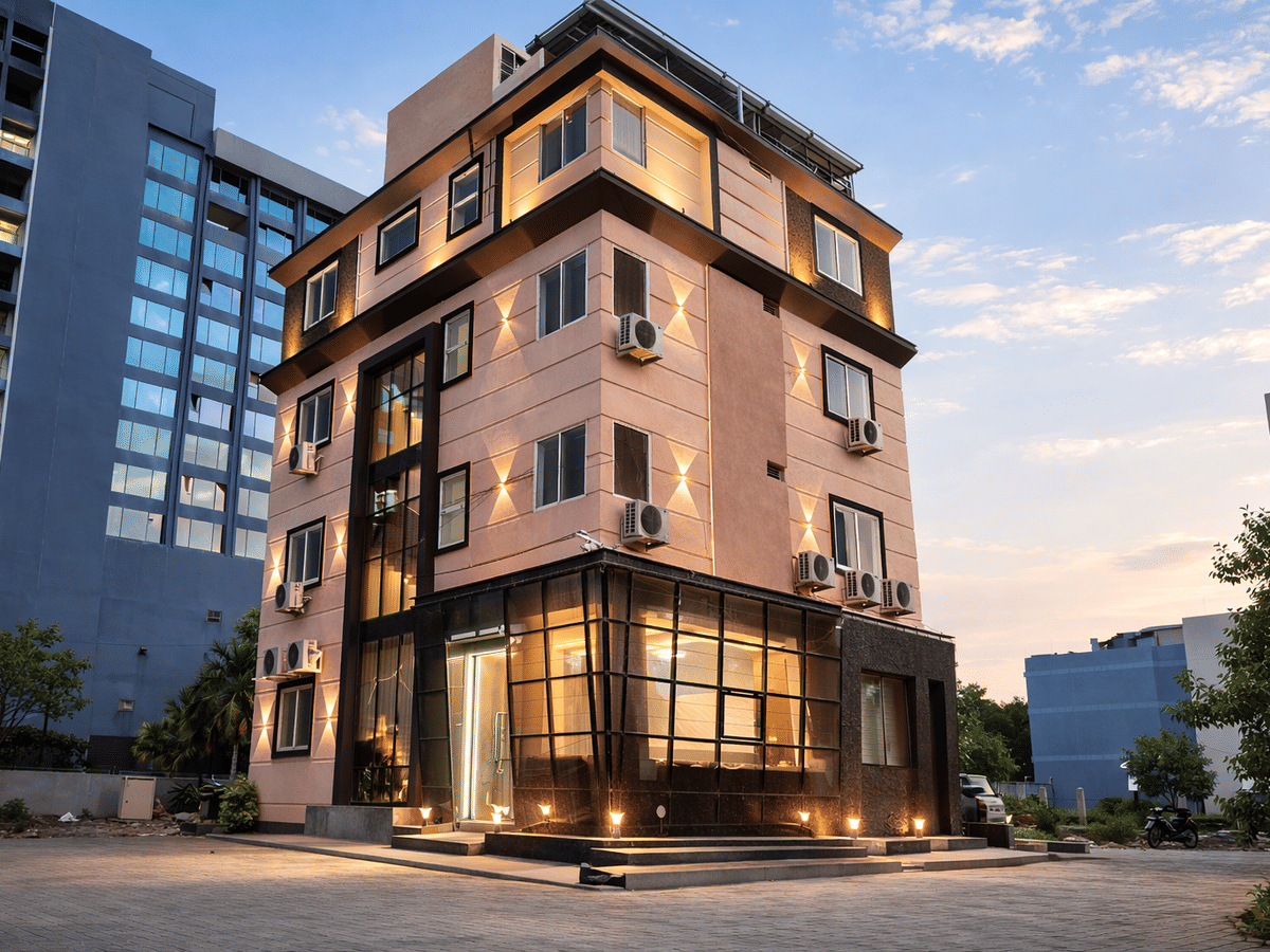 Hotel exterior dusk at Signum CityScapes SKY Boutique Hotel, Indore