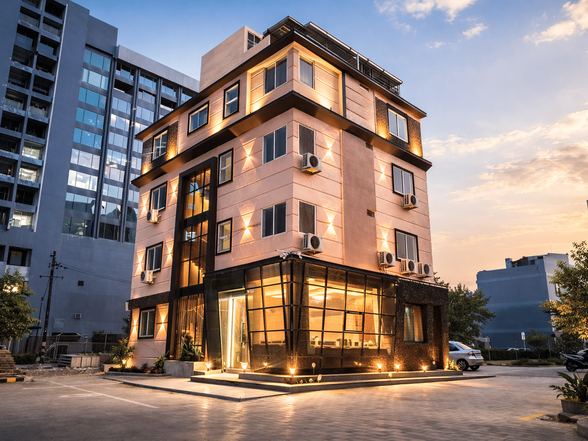 Hotel exterior sunset at Signum CityScapes SKY Boutique Hotel, Indore