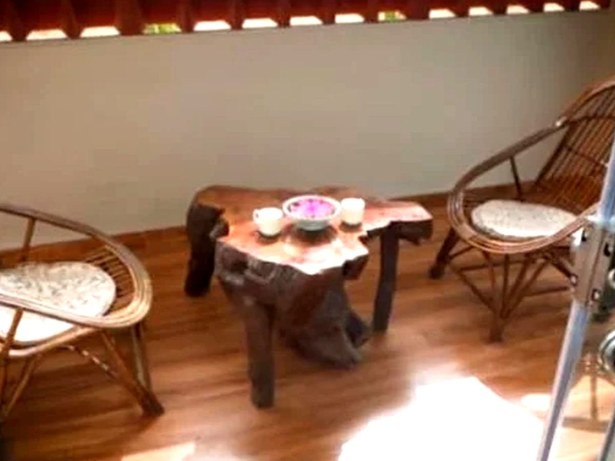 The balcony of a deluxe room with private pool, Signum Resort, Bandhavgarh
