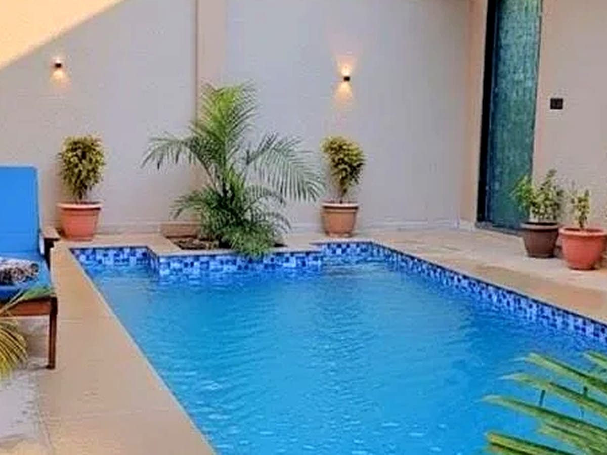 The private plunge pool of a deluxe room, Signum Resort, Bandhavgarh