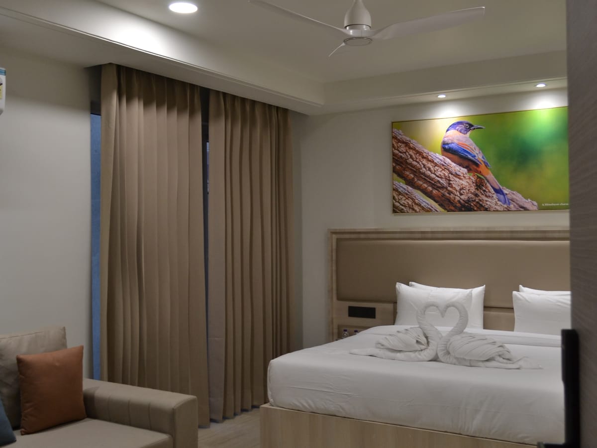 A Deluxe Double Room from end to end at Signum Tathastu Boutique Hotel, Haridwar