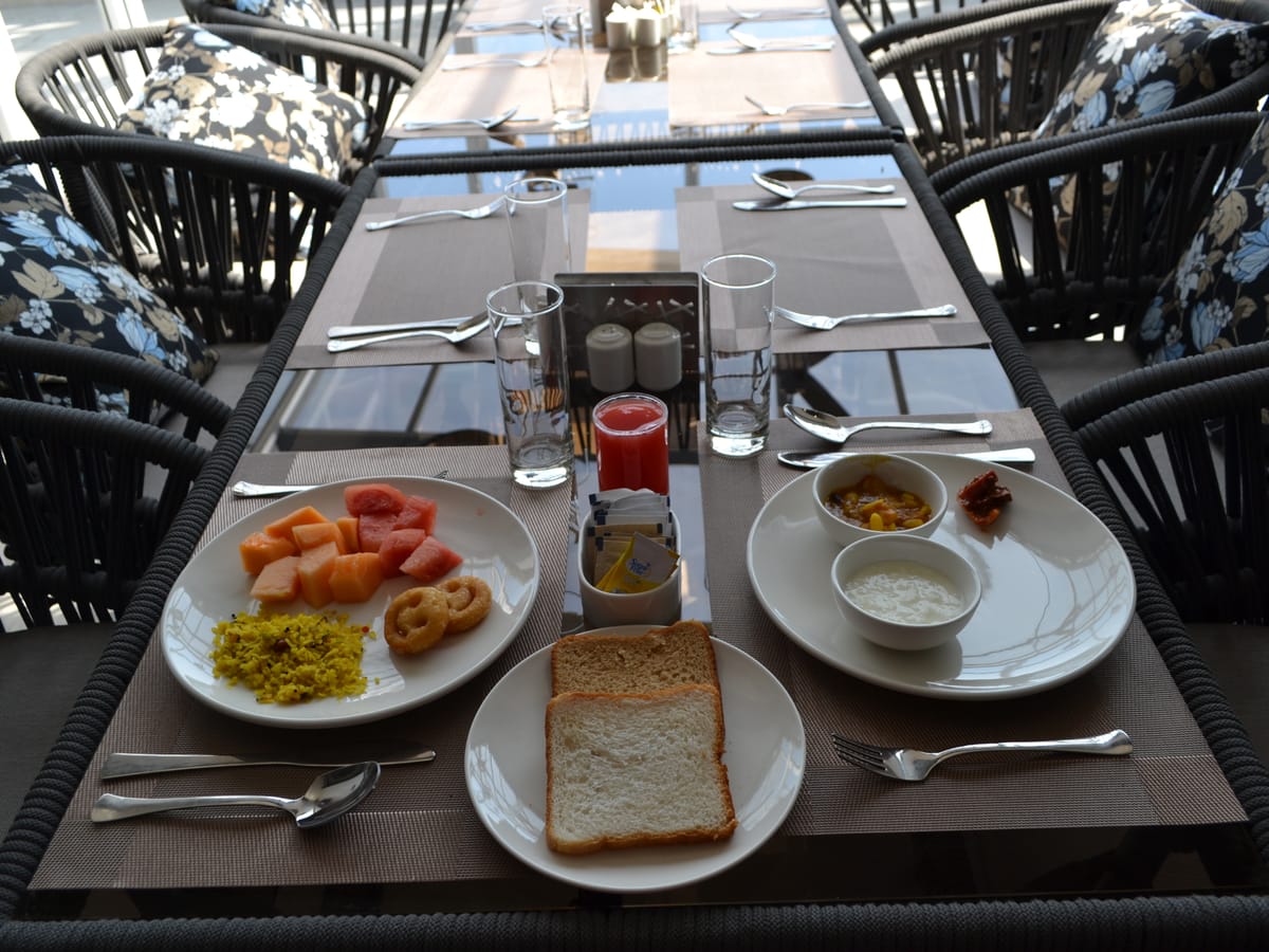 A plated dish served at Signum Tathastu Boutique Hotel, Haridwar