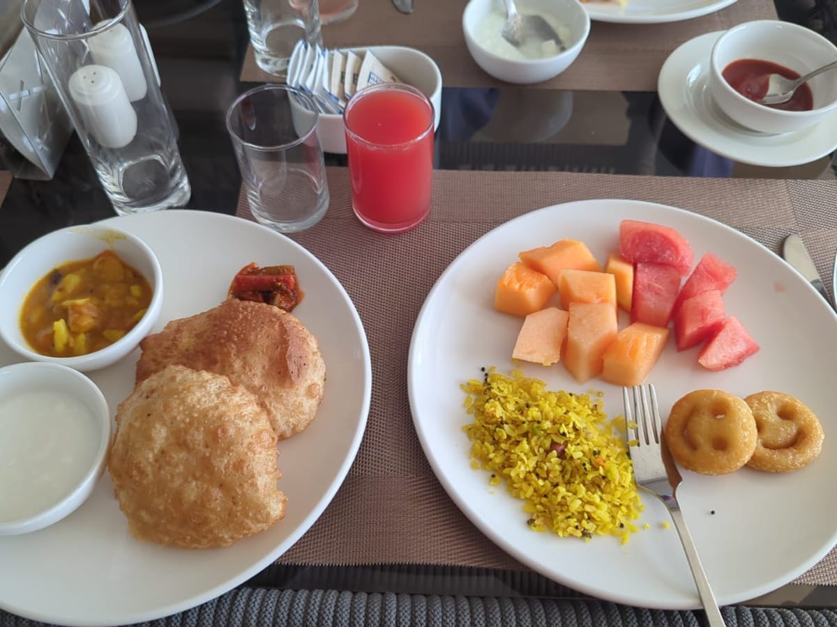 The rooftop cafe and its view at Signum Tathastu Boutique Hotel, Haridwar