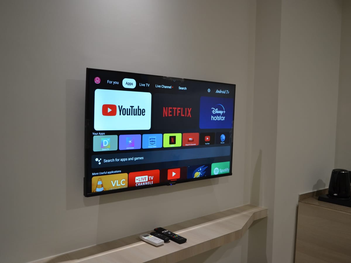 The in-room television at Signum Tathastu Boutique Hotel, Haridwar