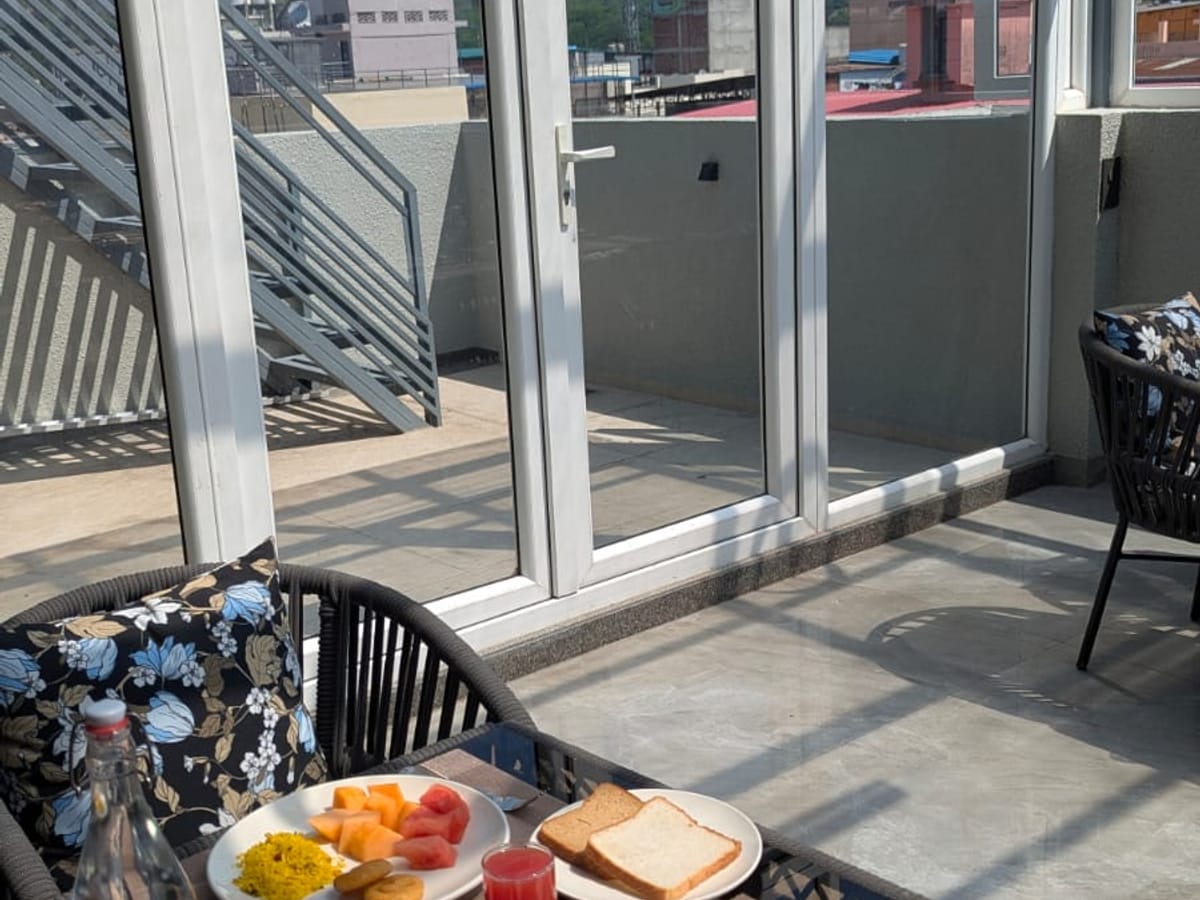 Looking out from Signum Cafe at Signum Tathastu Boutique Hotel, Haridwar