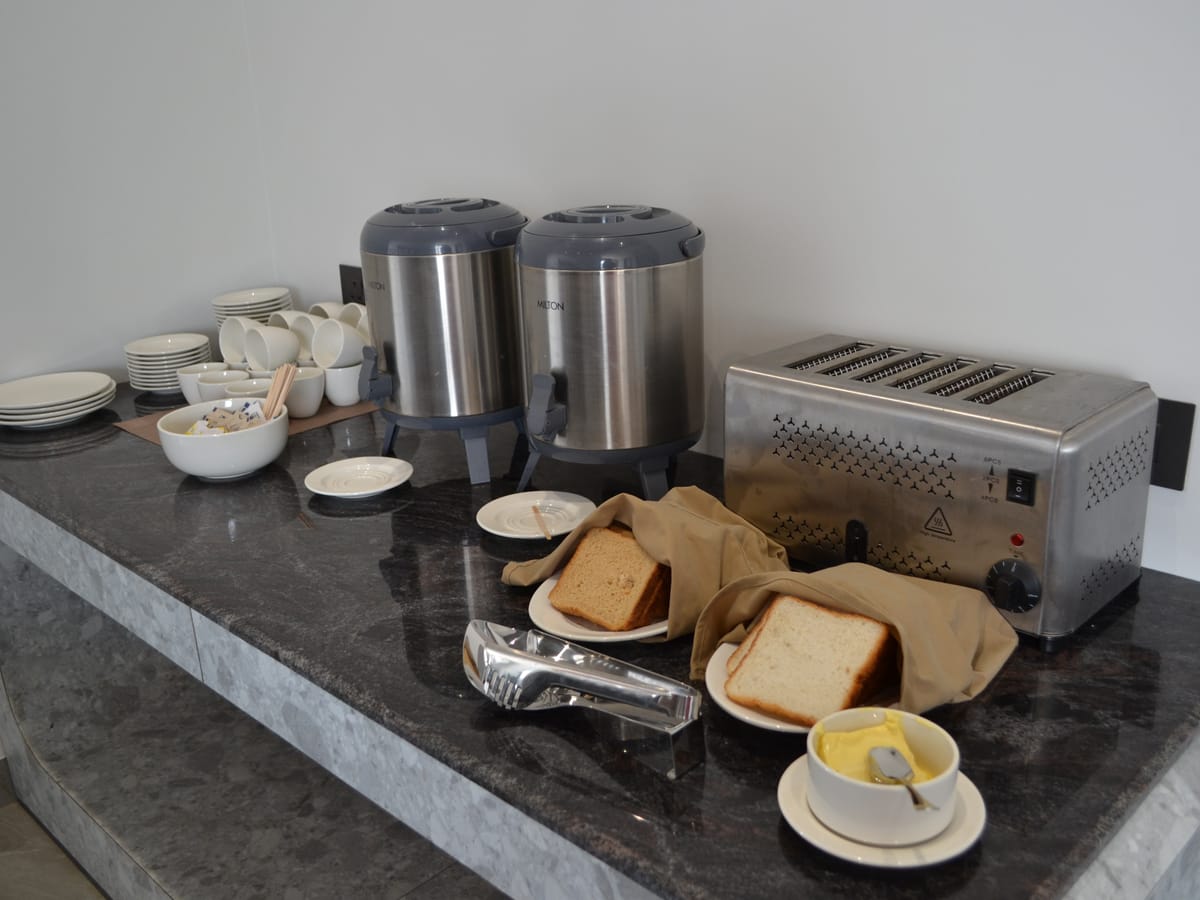 The tea and coffee station at Signum Tathastu Boutique Hotel, Haridwar