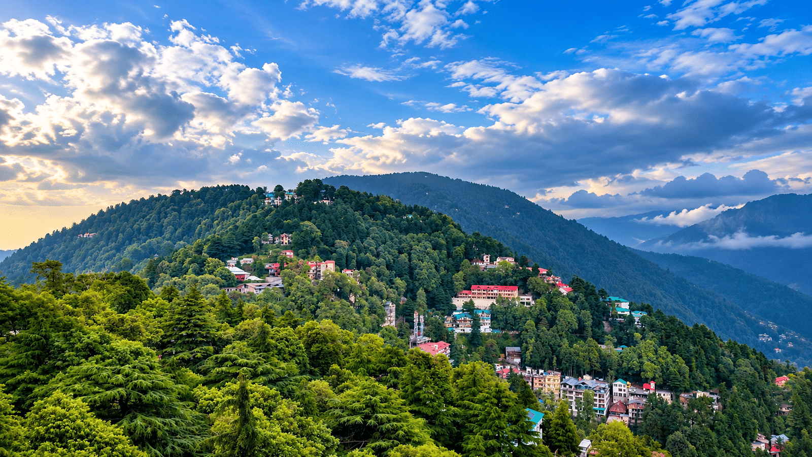 Dalhousie town on its forested ridge, near Hotel Snow Ark Inn