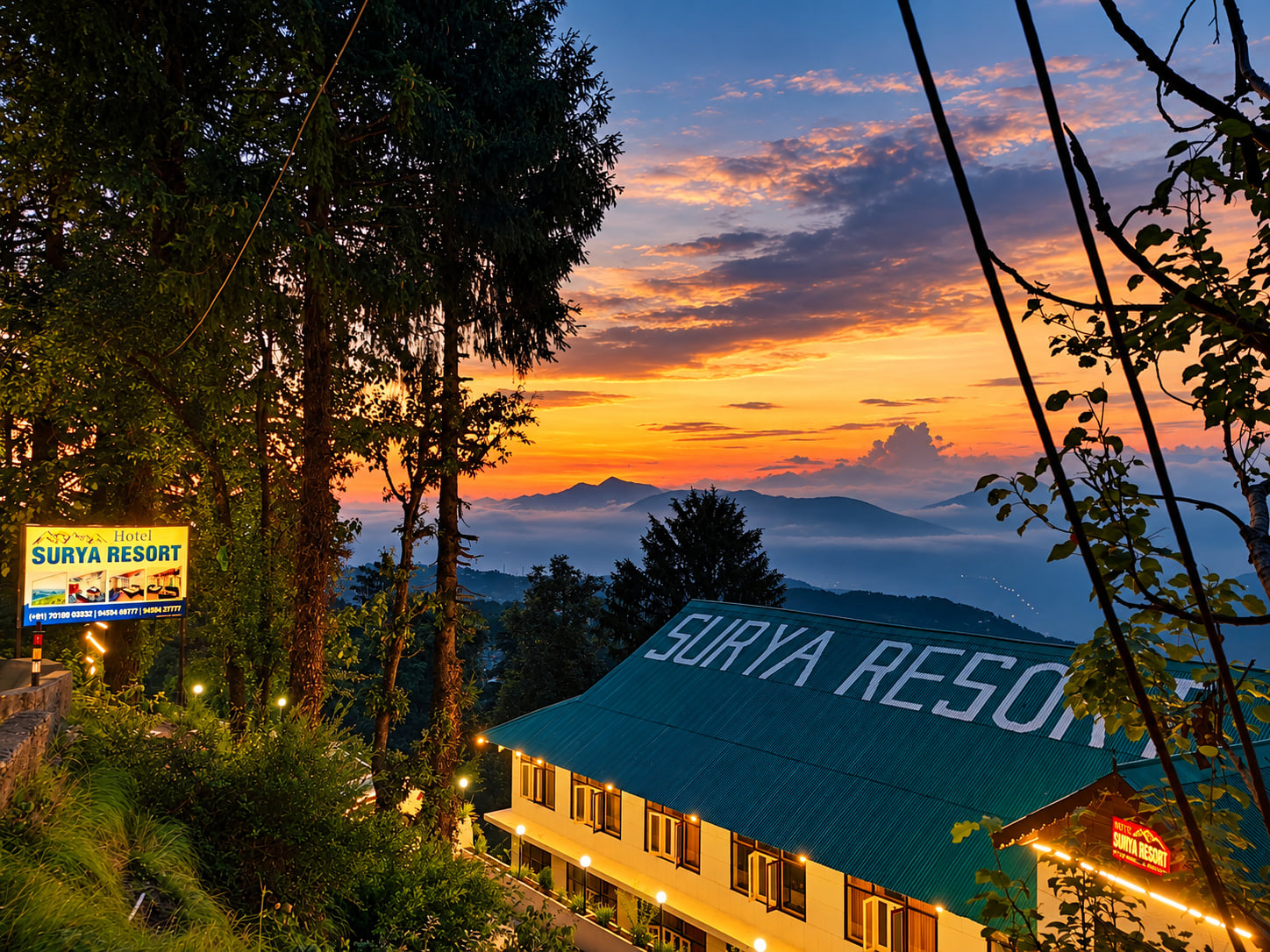 Hotel Surya Resort at sunset
