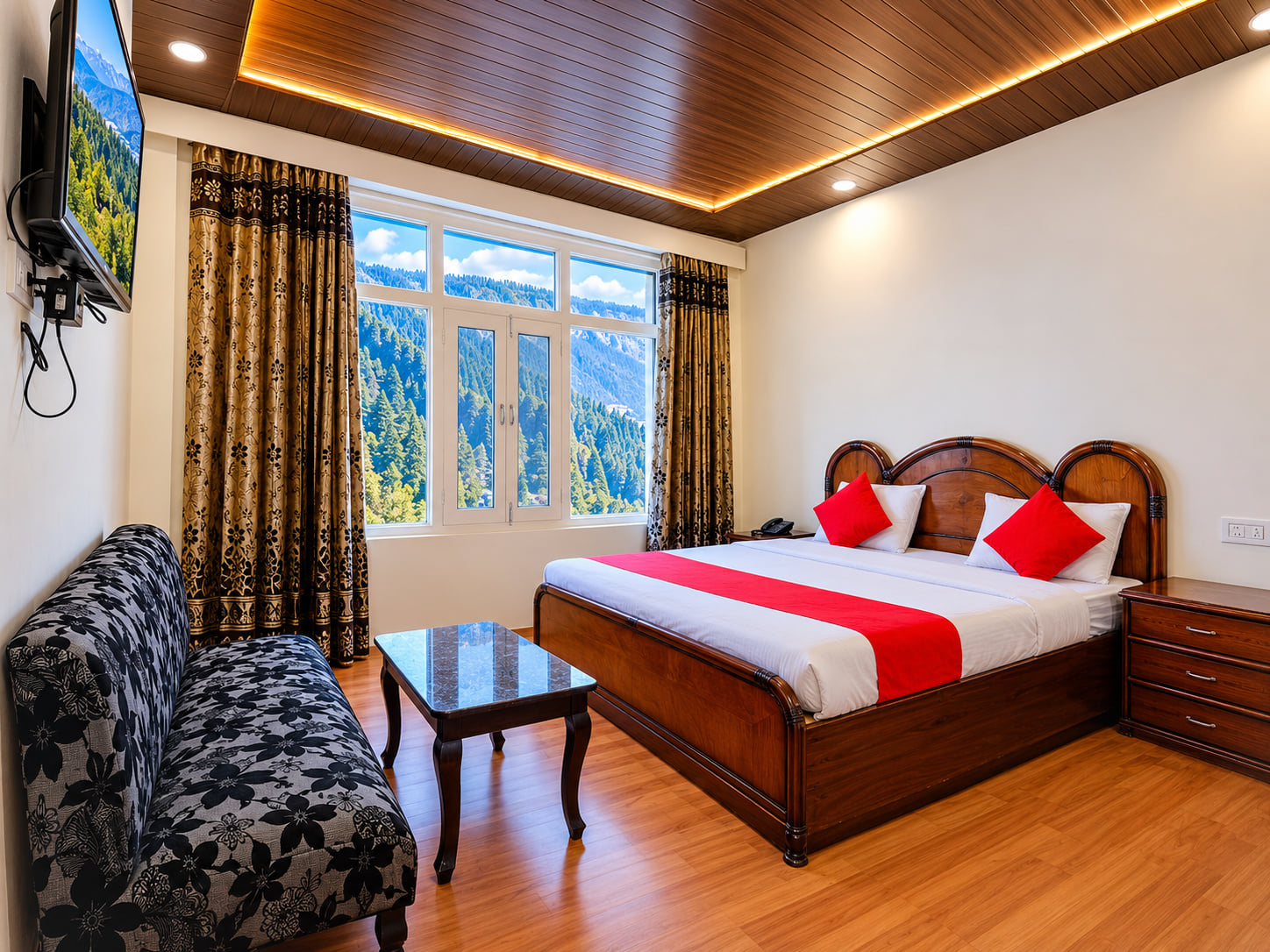 Semi Deluxe Room king-size bed, Hotel Surya Resort
