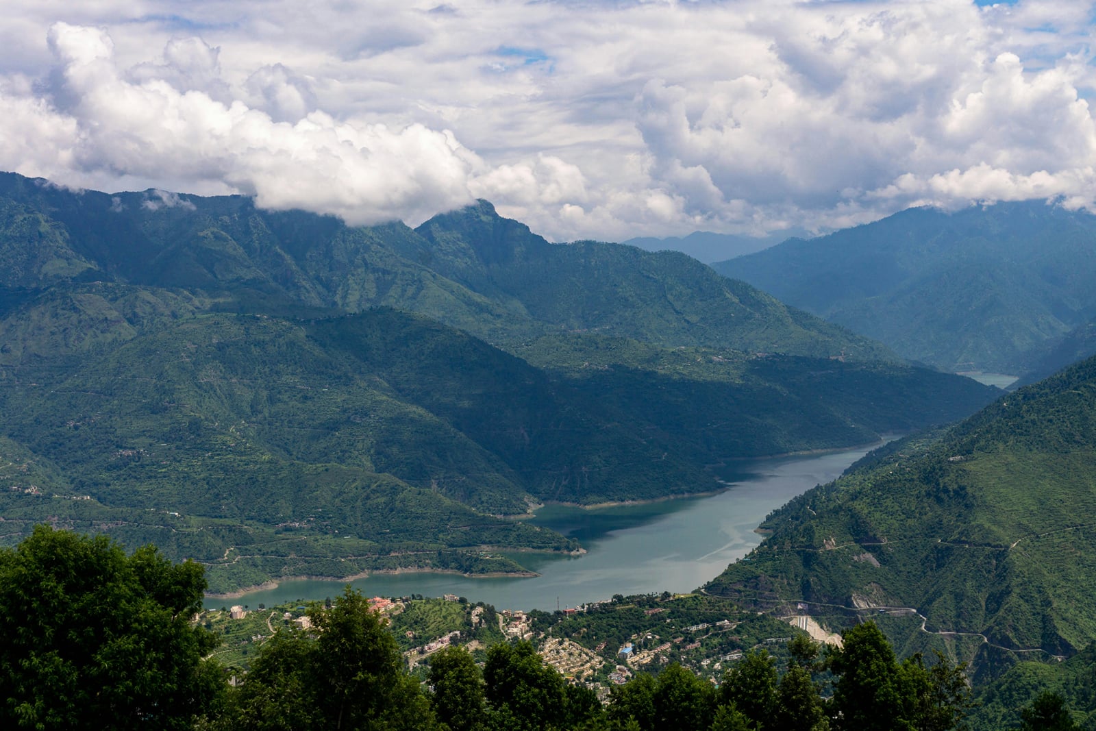 Clouds over a river valley in the hills near Dalhousie