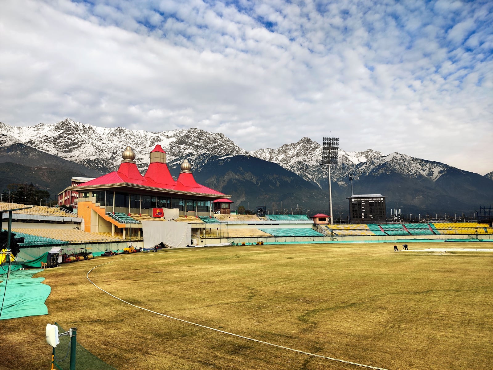 HPCA Stadium, Dharamshala, below the snow peaks