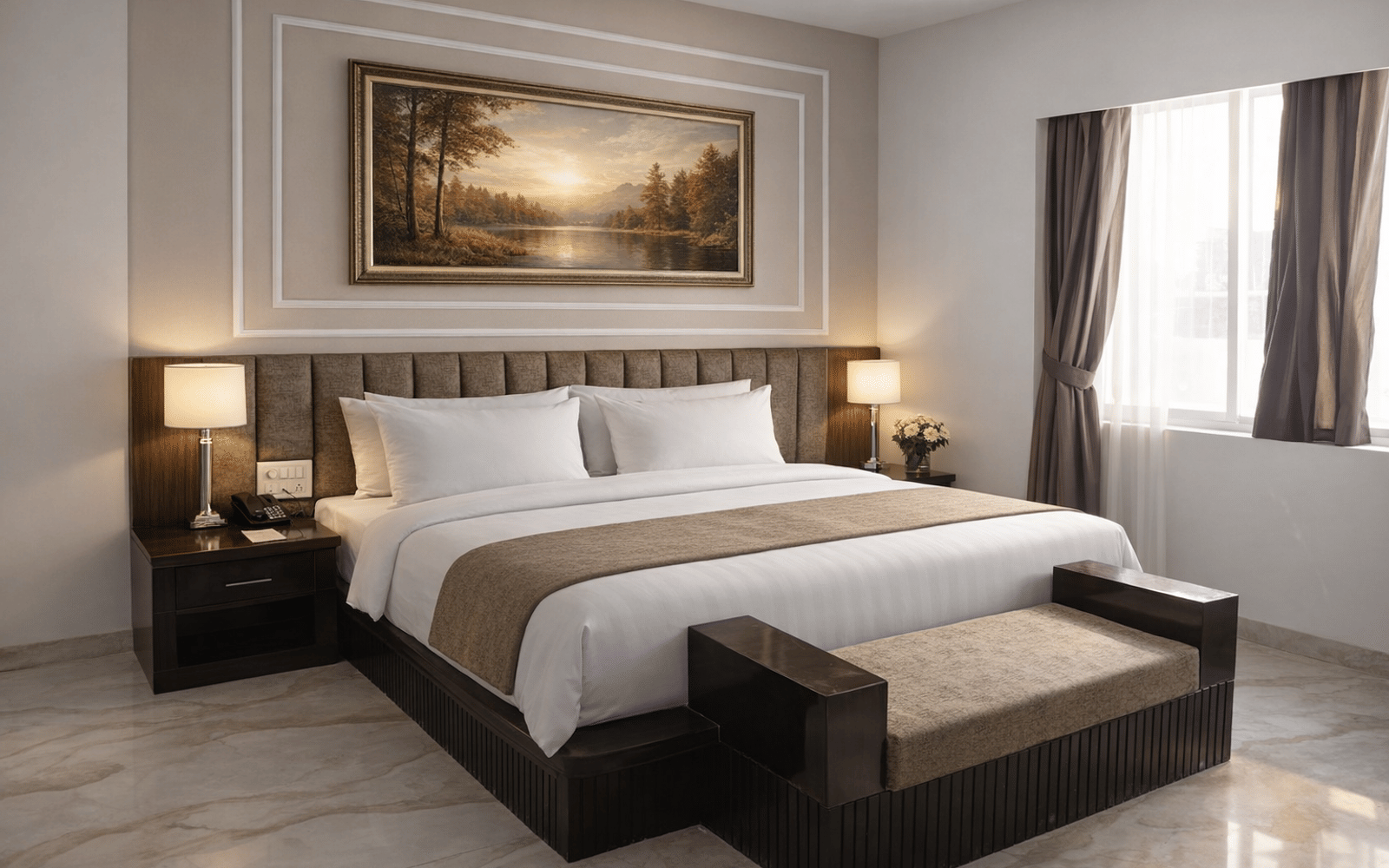 A deluxe room at Signum CityScapes SKY Boutique Hotel, Indore