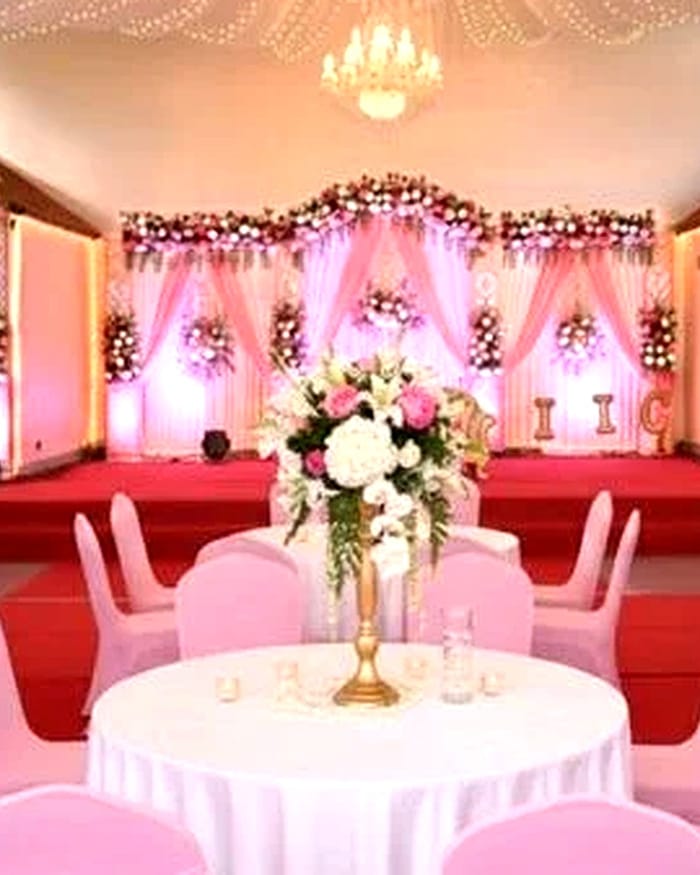 The banquet hall set for a celebration at Signum Resort, Bandhavgarh