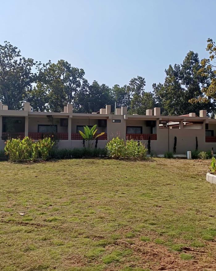 Open lawns set for an outdoor celebration at Signum Resort, Bandhavgarh