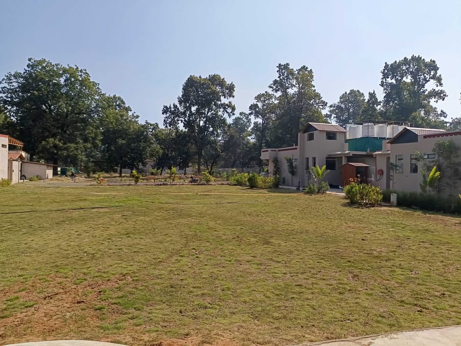 Open lawns set for an outdoor celebration at Signum Resort, Bandhavgarh