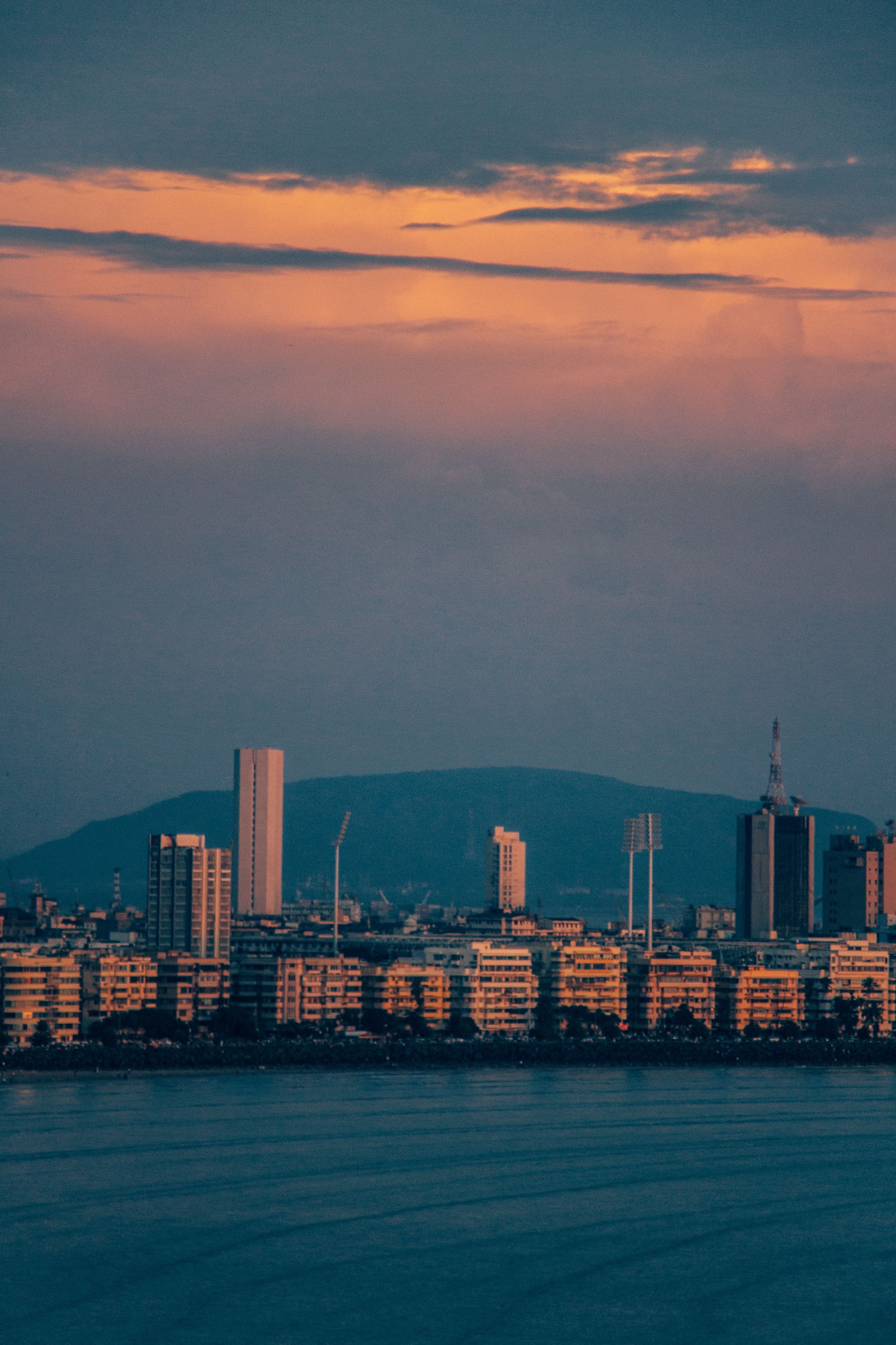 South Mumbai skyline along the bay at dusk, with business districts within reach of The Sahil Hotel