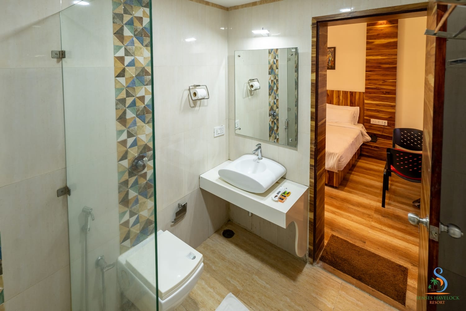 In-room toiletries — ayurvedic bathing bar, shampoo, oil and a dental kit