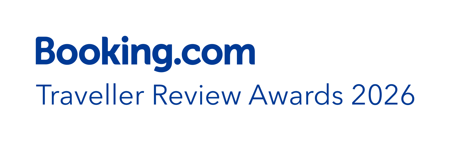 Booking.com Traveller Review Awards 2026 logo on a white background.
