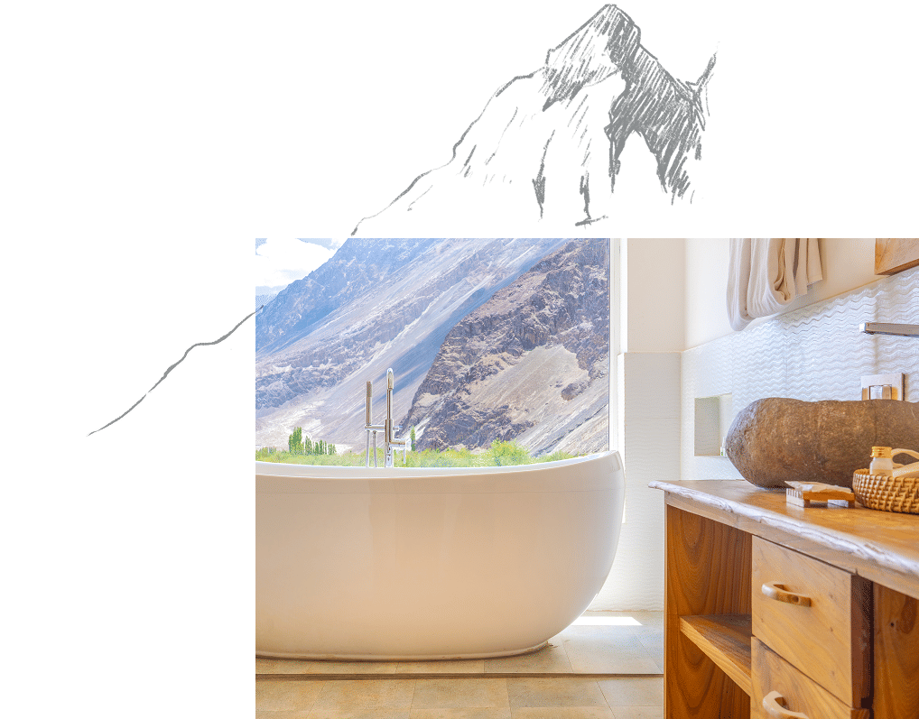 Bathtub with mountain view