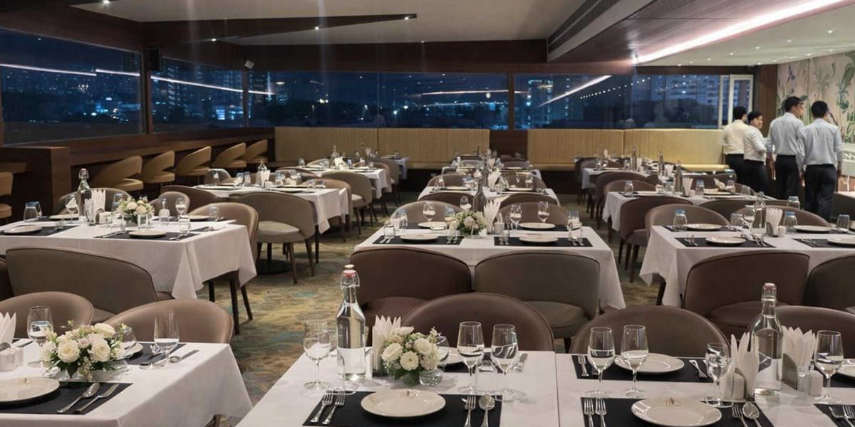 Aurora rooftop restaurant with lake and city views