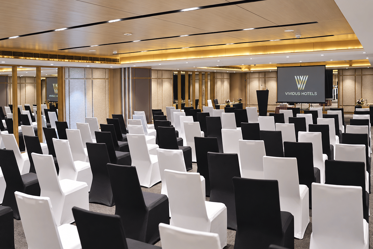 Aura I & II banquet hall set theatre-style at VIVIDUS Hotel – Race Course