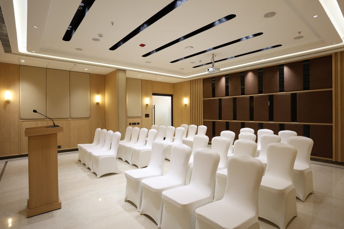 The Apex hall set up in theatre style at Triumph Regency OMR Chennai