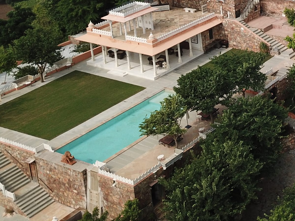 Landscaped gardens at Jai Bagh, Fateh Garh, irrigated with treated water