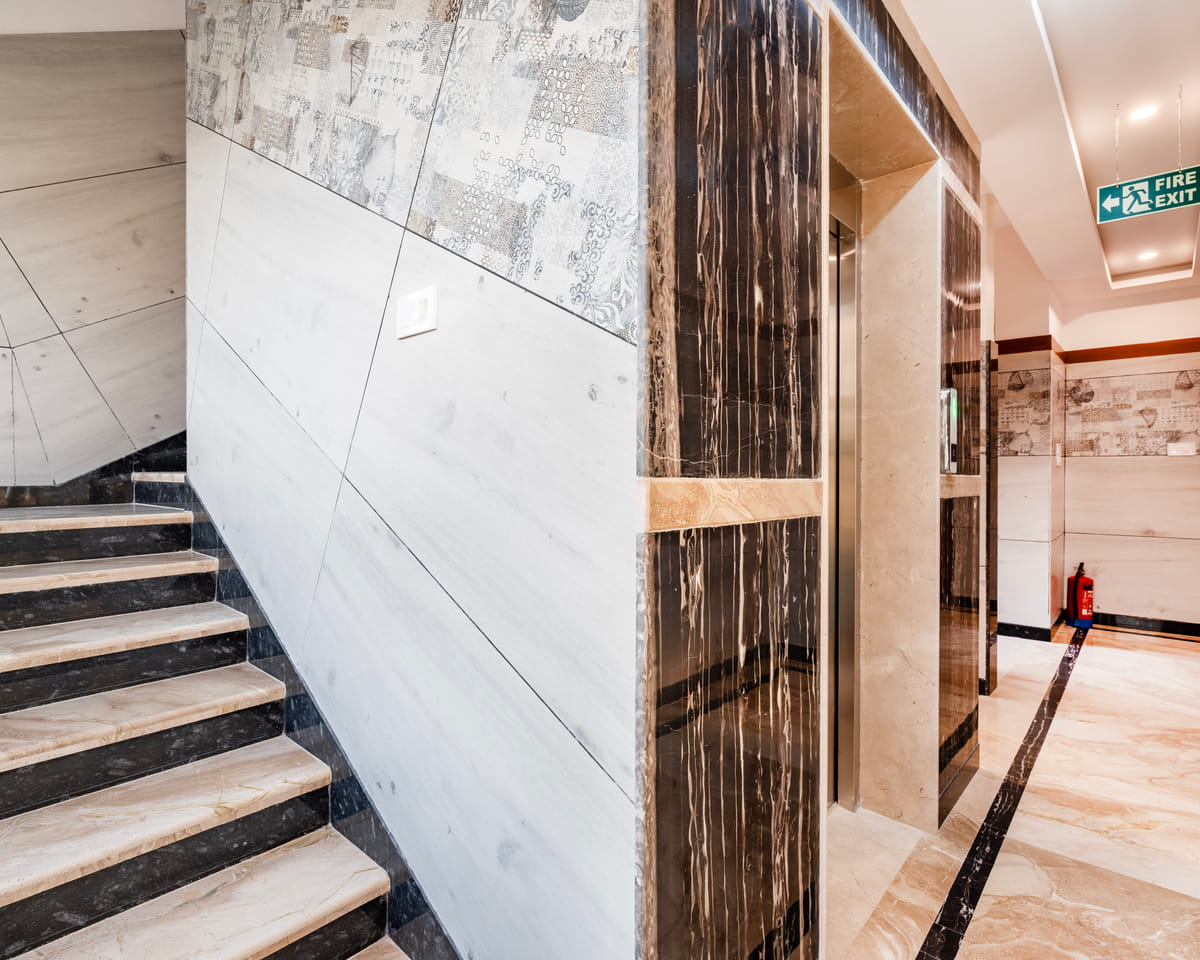 The stairway to the rooftop