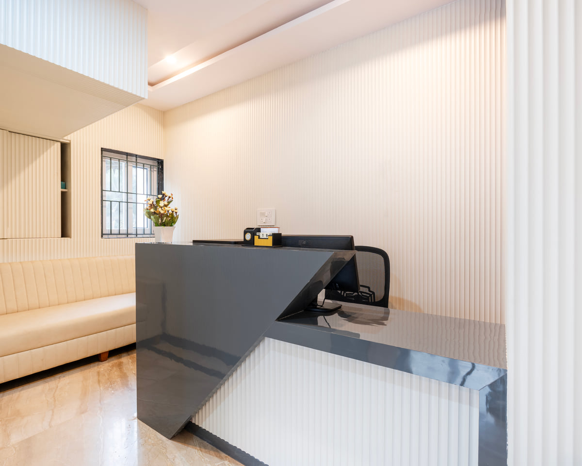 The reception desk at RD Hotels, Peenya