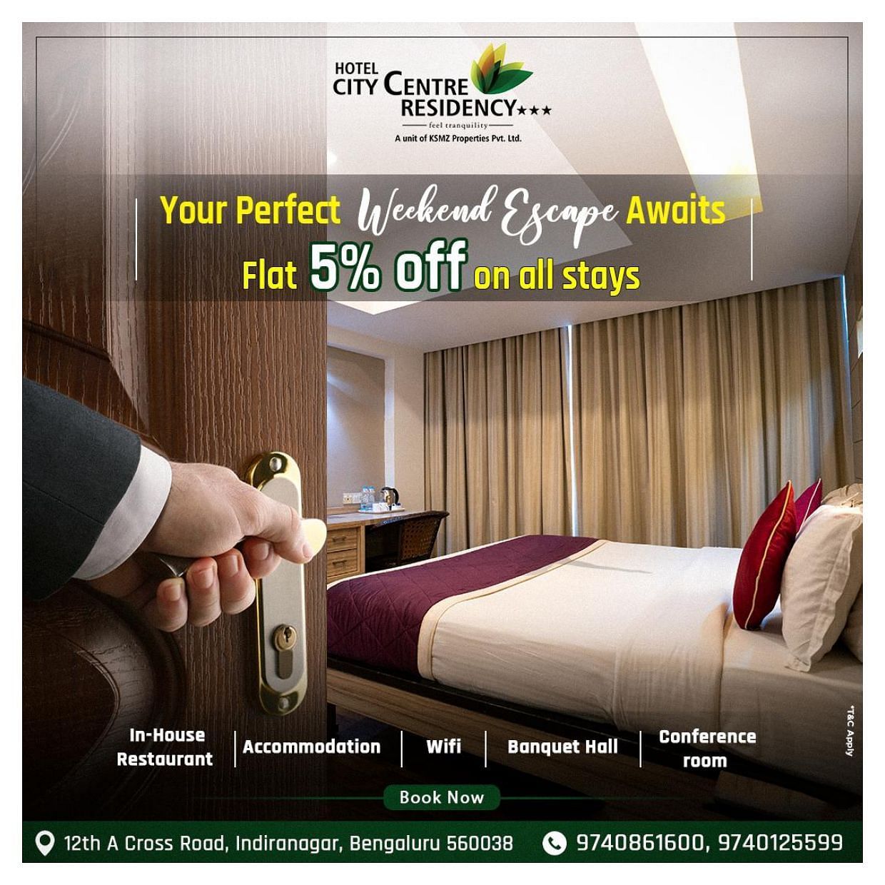 A banner image of 5% weekend offer at City Centre Residency Bangalore