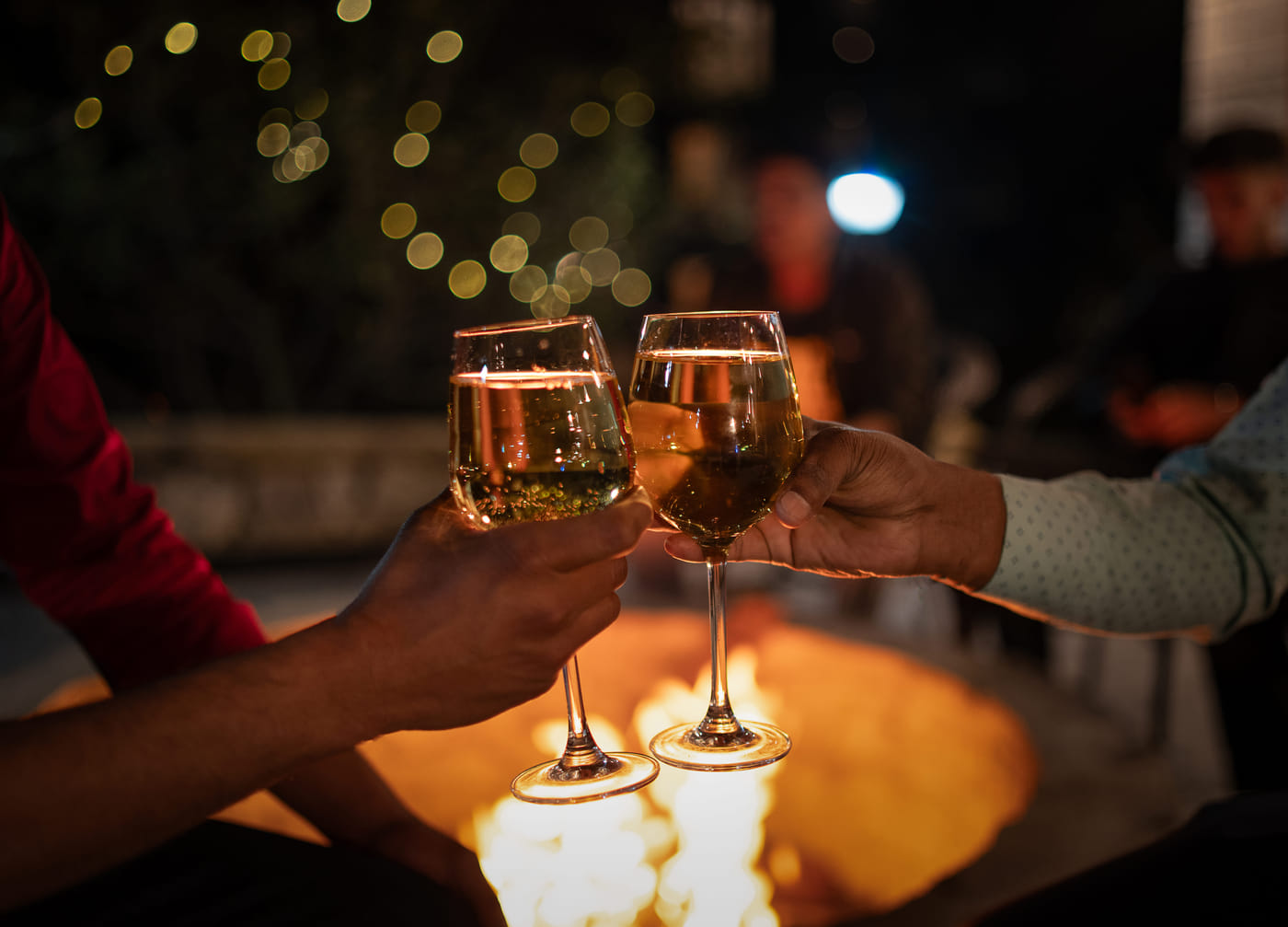 A toast over wine by the bonfire at Nazaara Luxe Retreat, Manali