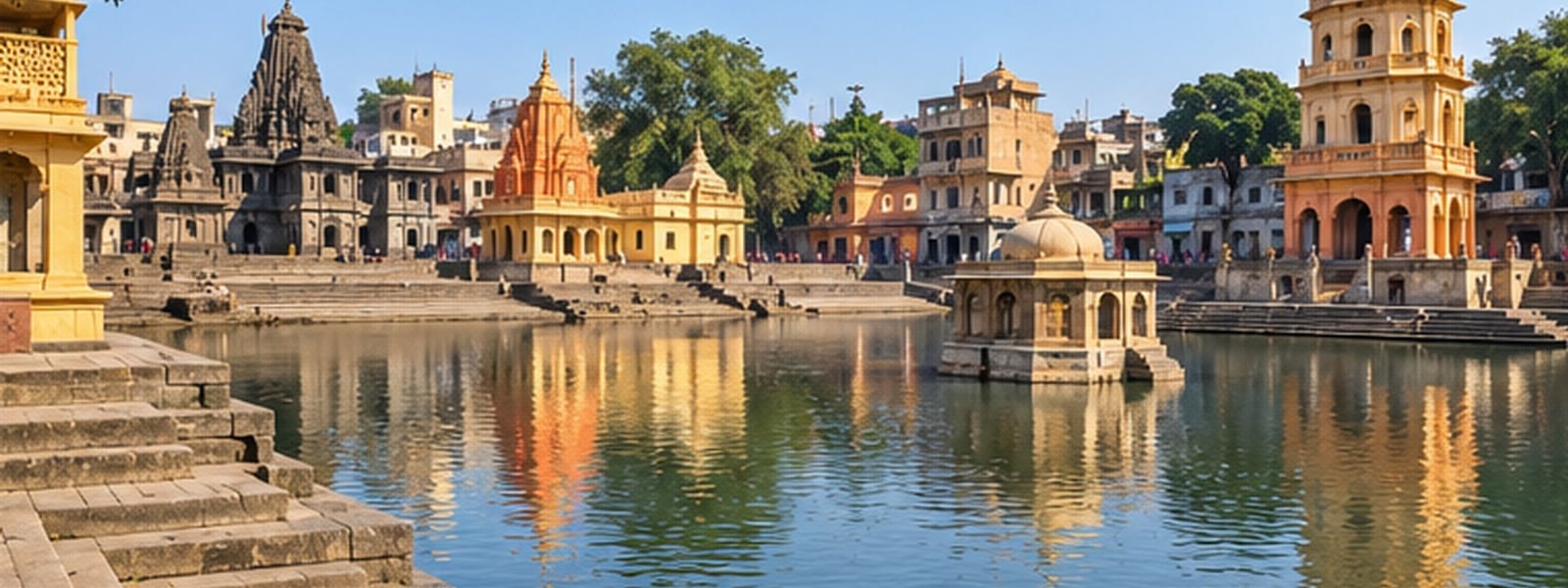Ramkund ghats and temples on the Godavari at Panchavati, Nashik
