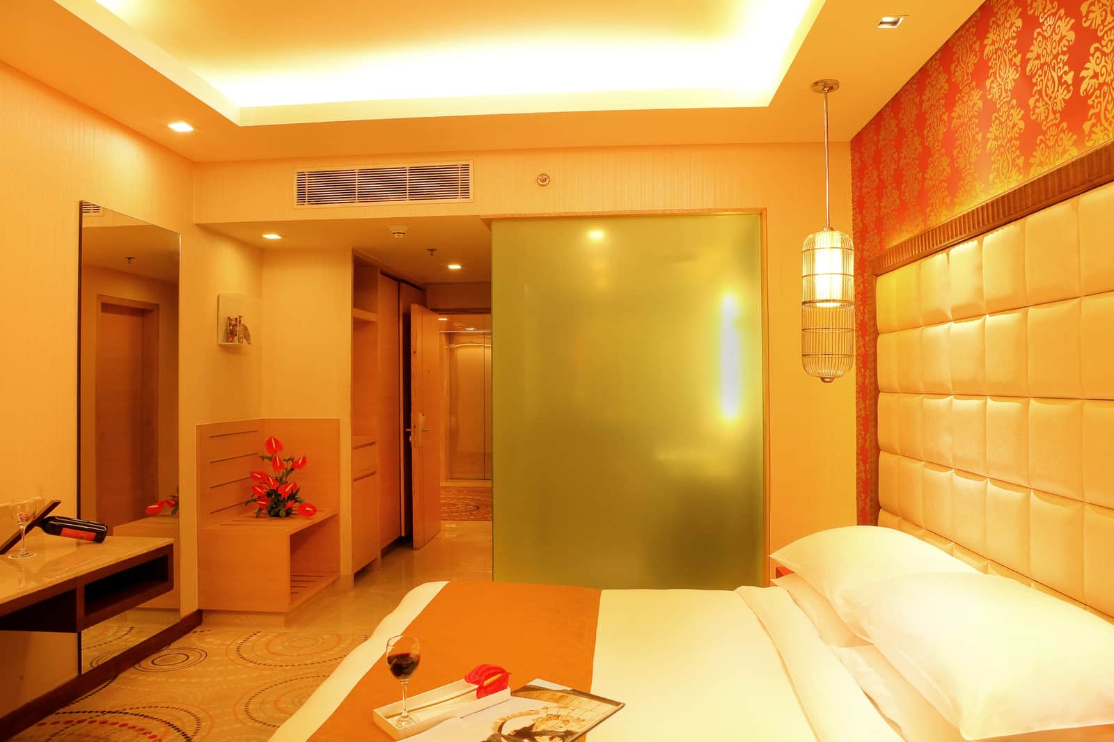 A Deluxe Room with a king bed