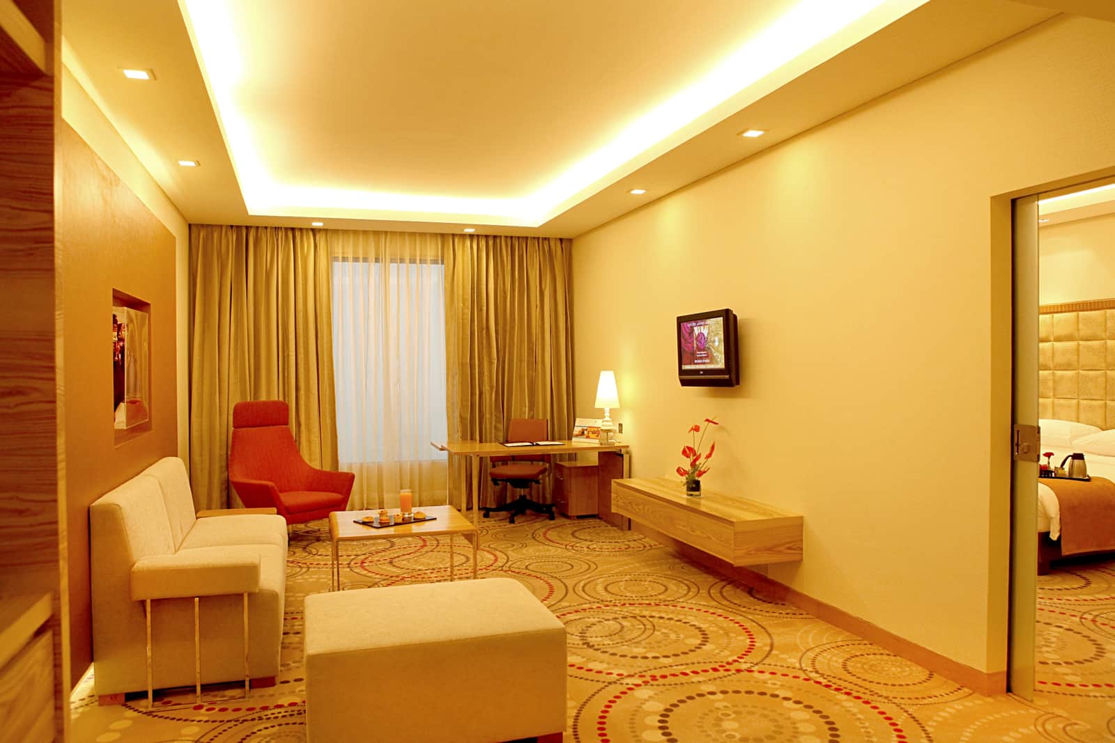 The seating in the living room of the Metropolitan Suite