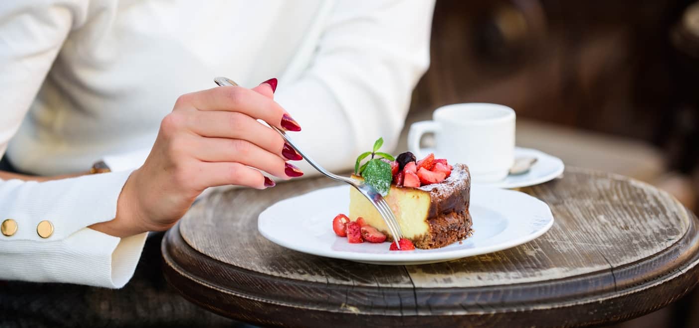 A plated cheesecake from the Zing GourMET Shop