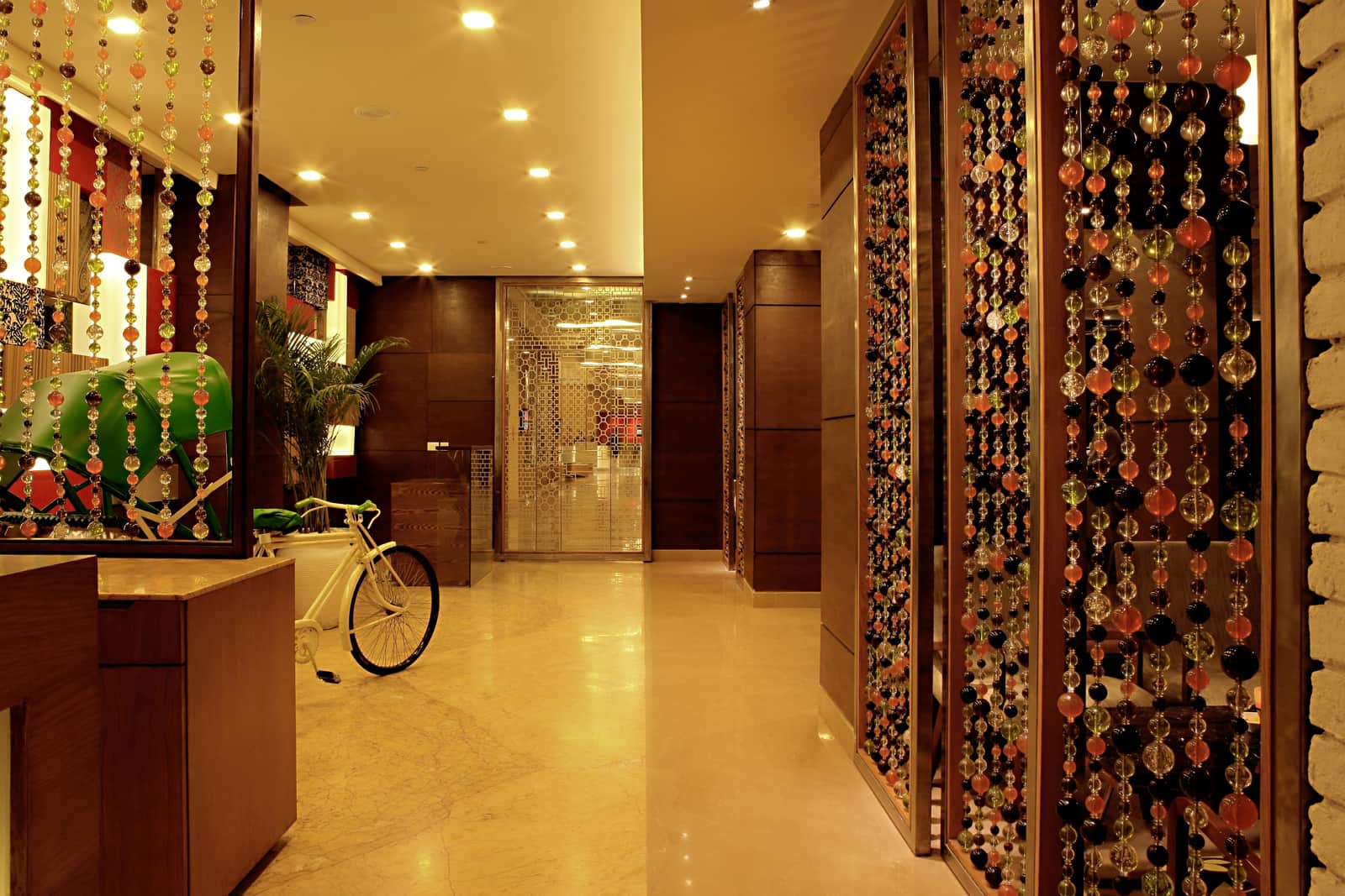 The beaded screen at the entrance to Chutney, Bar + Tandoor