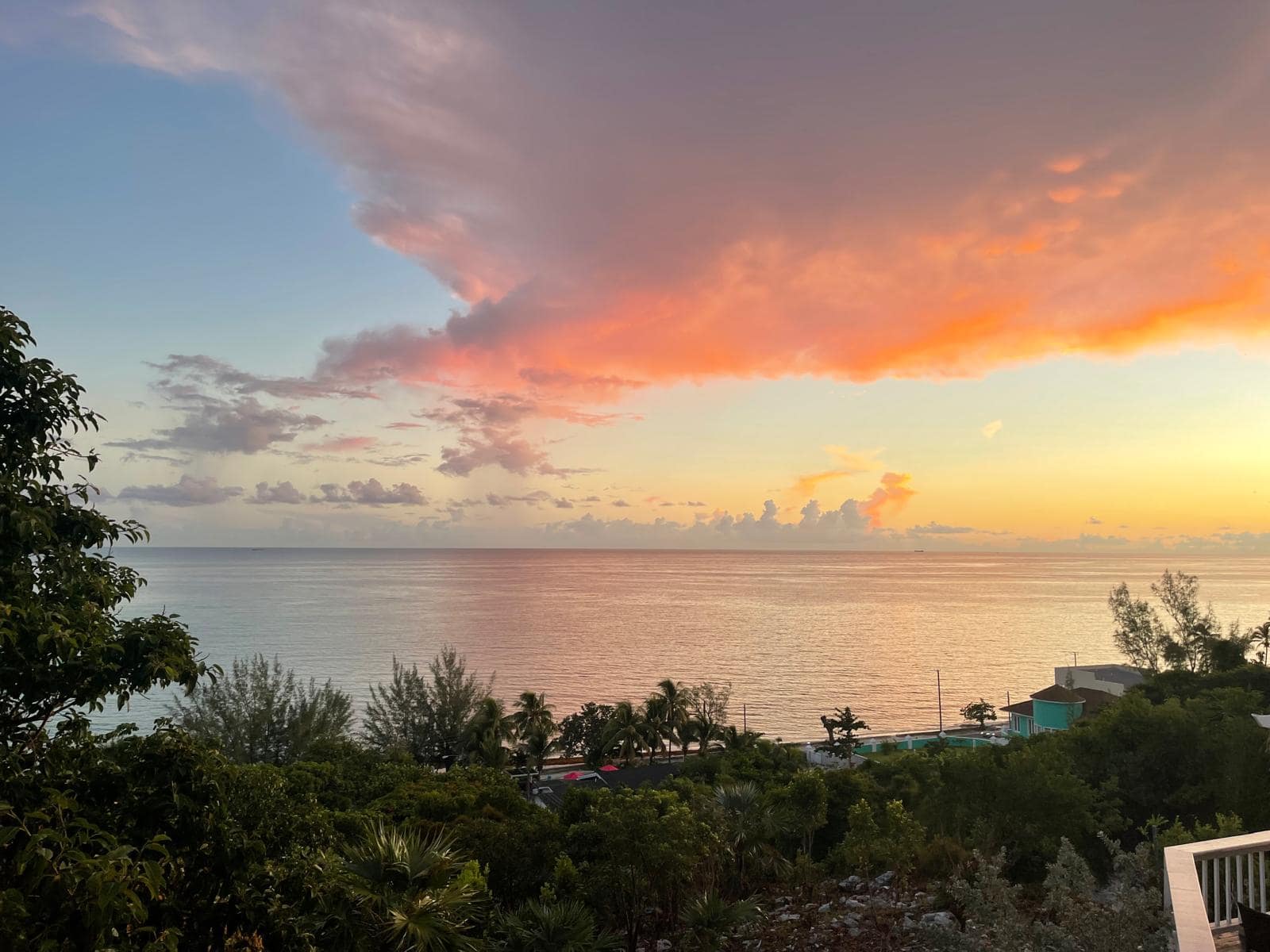 Sunset over the ocean seen from A Stone's Throw Away in Nassau