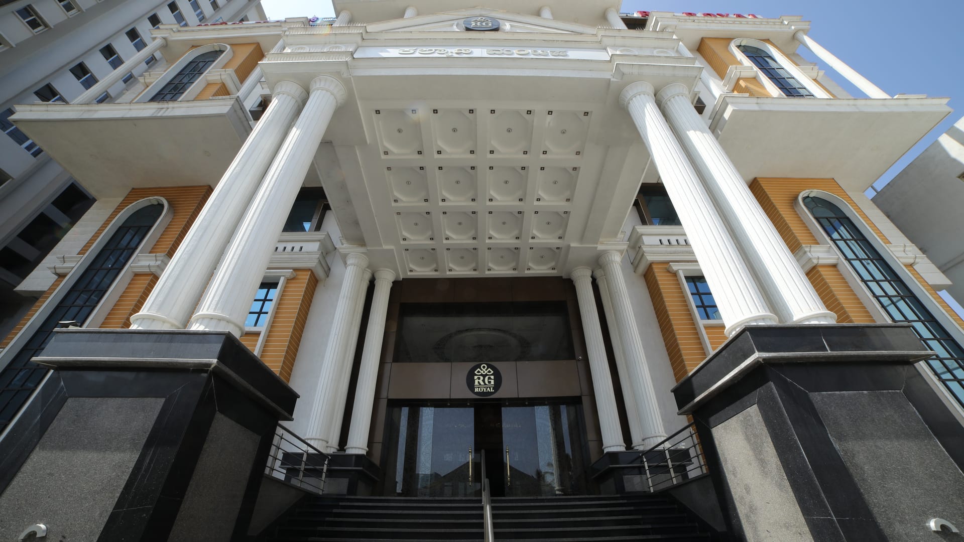 Grand convention hall set for an event at RG Royal Hotel & Convention, Bengaluru