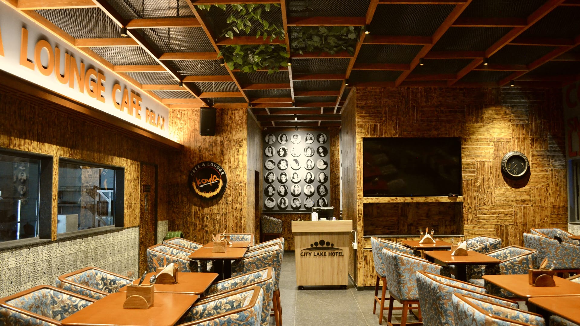 Koyla cafe and lounge seating at City Lake Hotel, Bengaluru