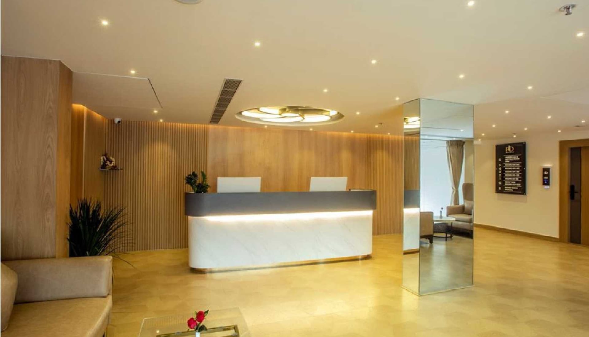 Reception desk at an RD Hotels property