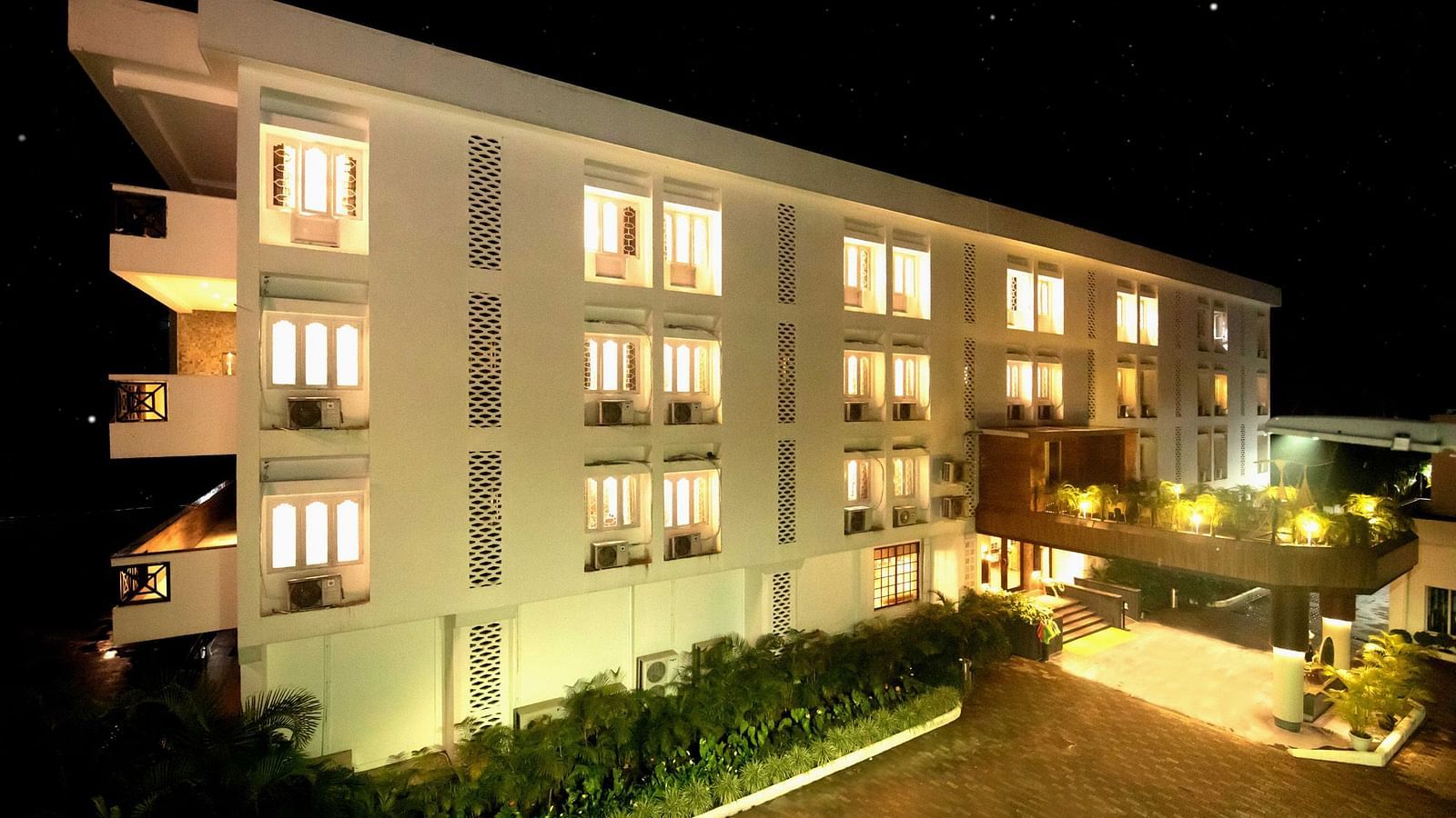 A side exterior view of the The Cindrella Hotel, Siliguri