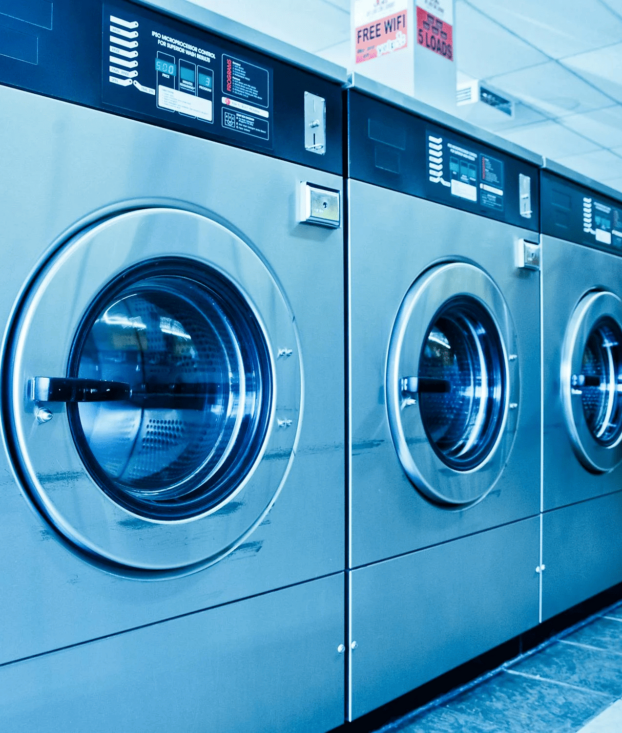 Image of washing machines neately lined up 