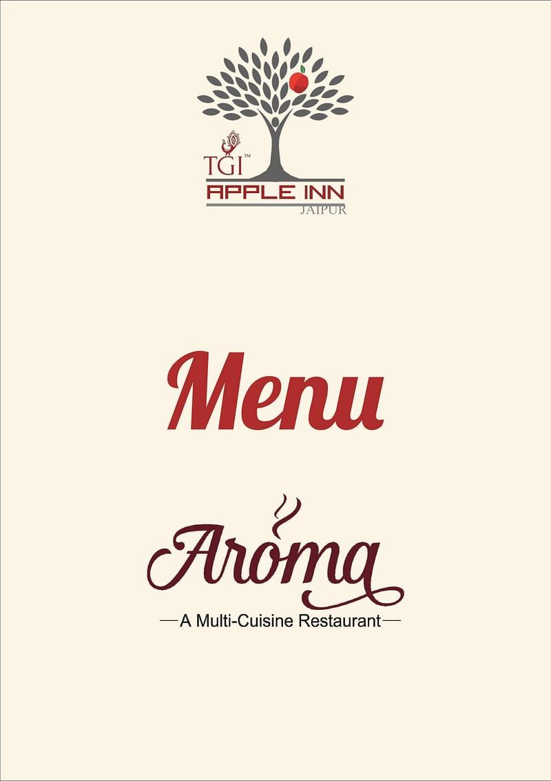 Apple Inn Menu cover of Aroma with a logo of TGI Apple Inn
