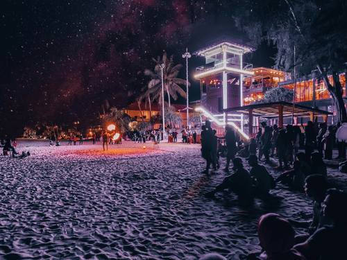 star-lit night on beach